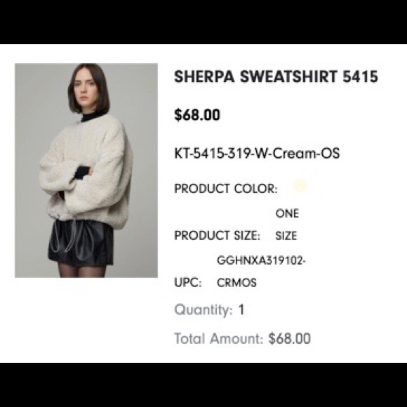 OAK + FORT Sherpa Drawstring Sweatshirt in Cream - Picture 4 of 4